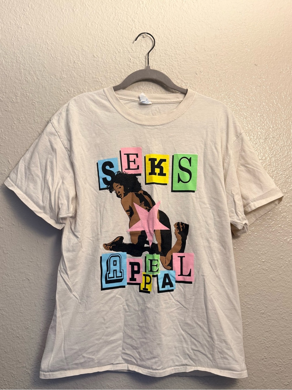 Graphic Short Sleeve Tee in Cream with Original Color Block Artwork